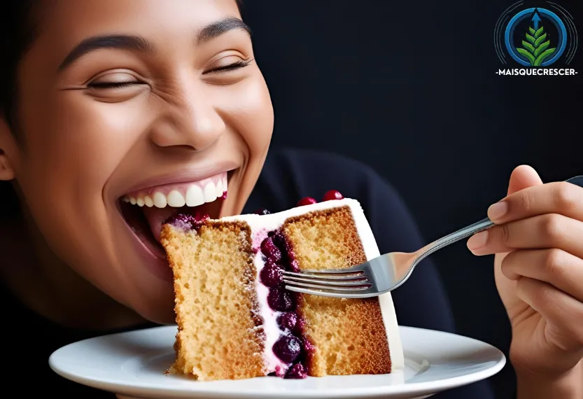 Comendo um delicioso Bolo na Mais Que Crescer